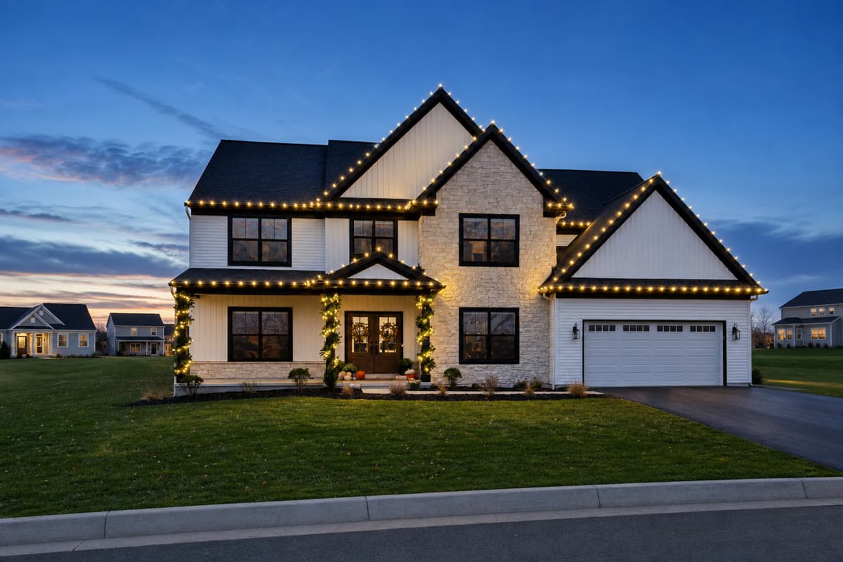 Warm-White Roofline & Porch